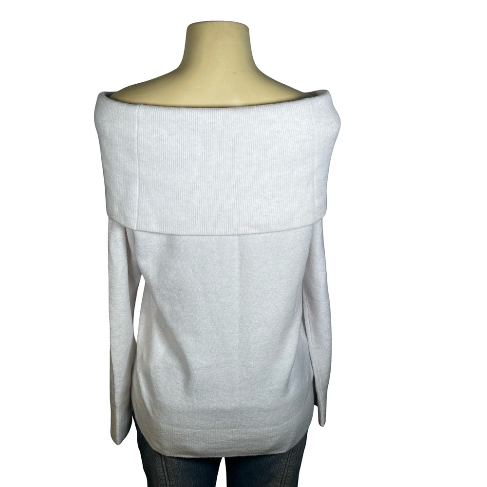 Banana Republic Sweater Womens Large White Off Shoulder Foldover Aire Yarn - Picture 3 of 9